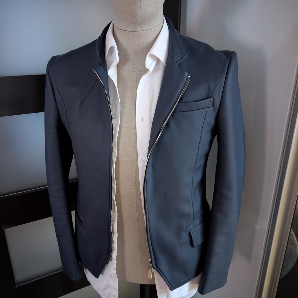 Circle Of Gentlemen 38 Stylish Light Navy Blue Zip-Up Jacket